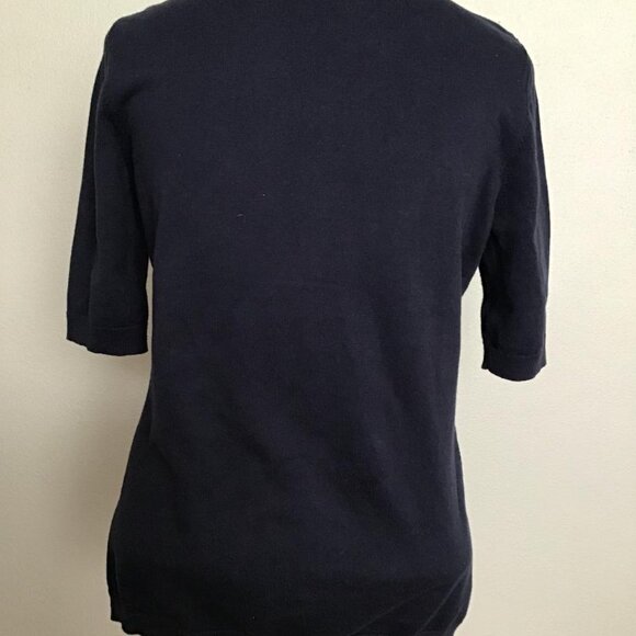 ANN TAYLOR SZ M Cotton/Nylon Navy Pleated Scoop Neck Pullover Sweater - Picture 3 of 4